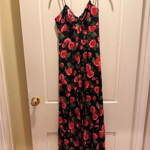 Alice + Olivia Black and Rose Floral Maxi Dress